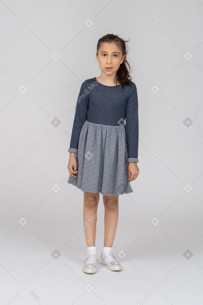 Front view of a girl standing still