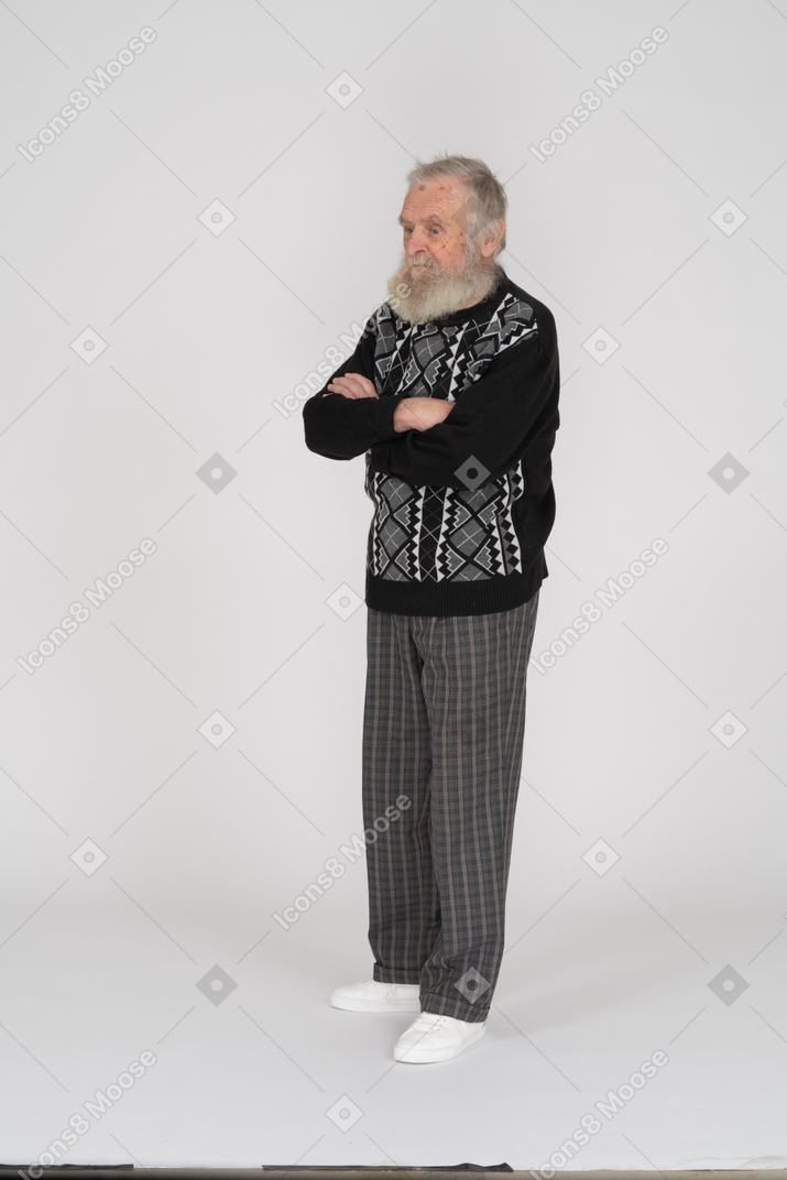 Old man with folded arms