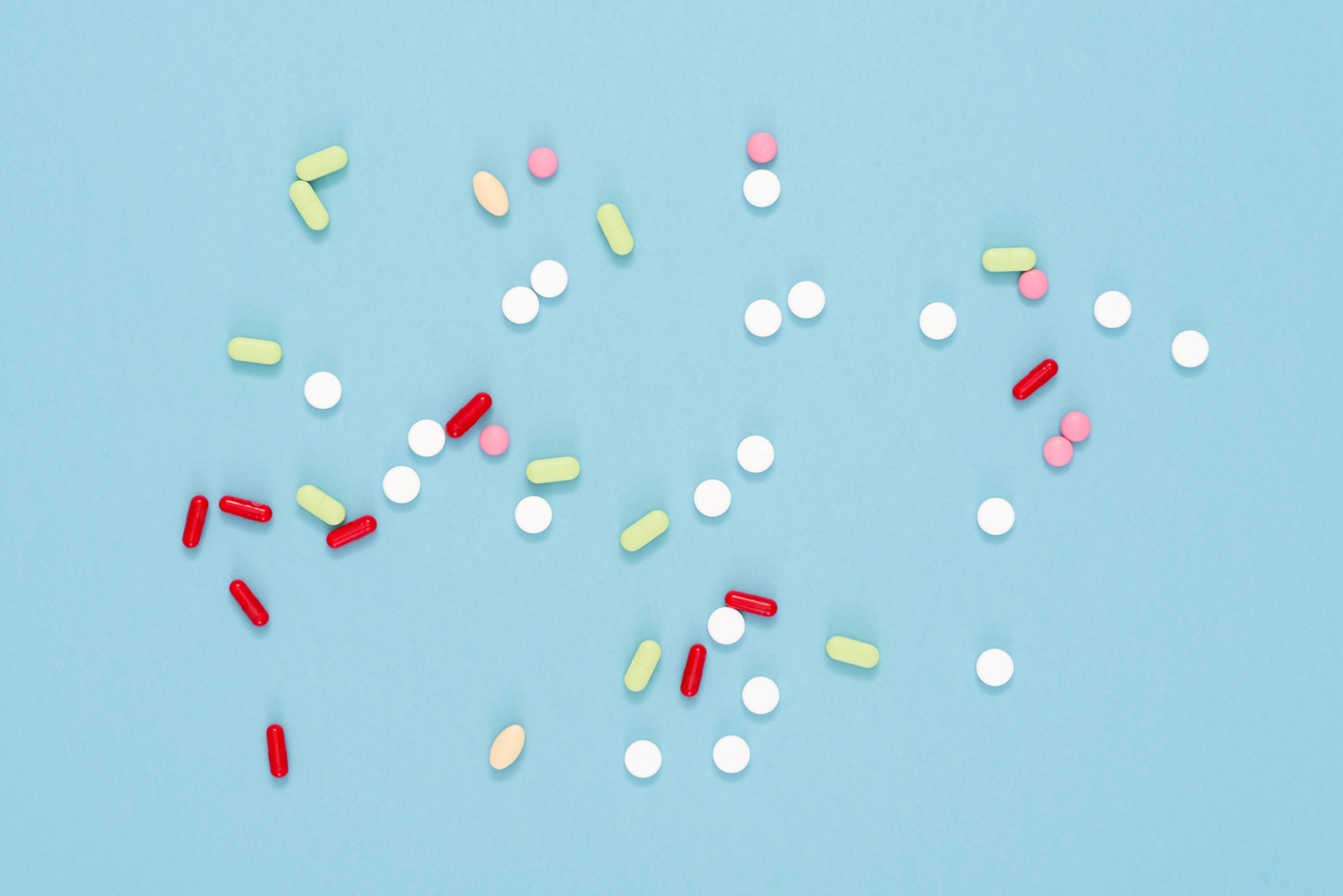 Scattered colorful pills
