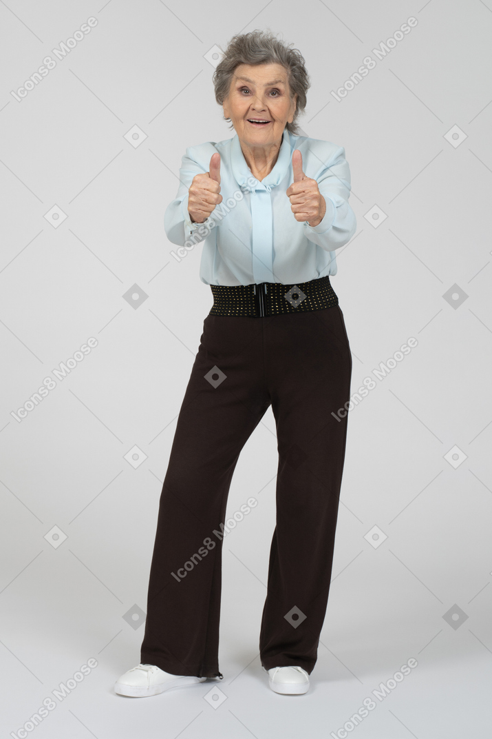 Old lady giving thumbs up