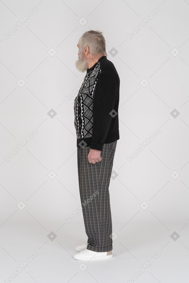 Side view of an old man looking away