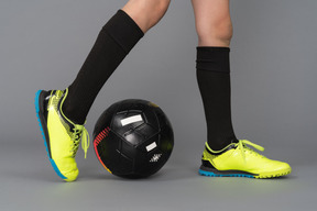 Close-up of a soccer player's legs