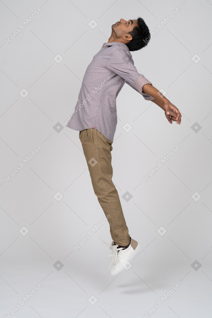 Man in casual clothes jumping