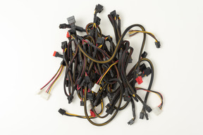 Bunch of wires on a white background
