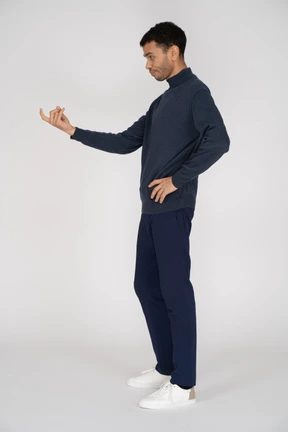 Man in black clothes standing