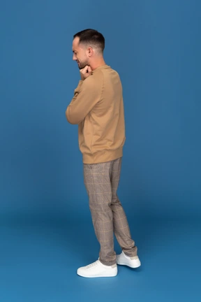 Young man crying in sorrow