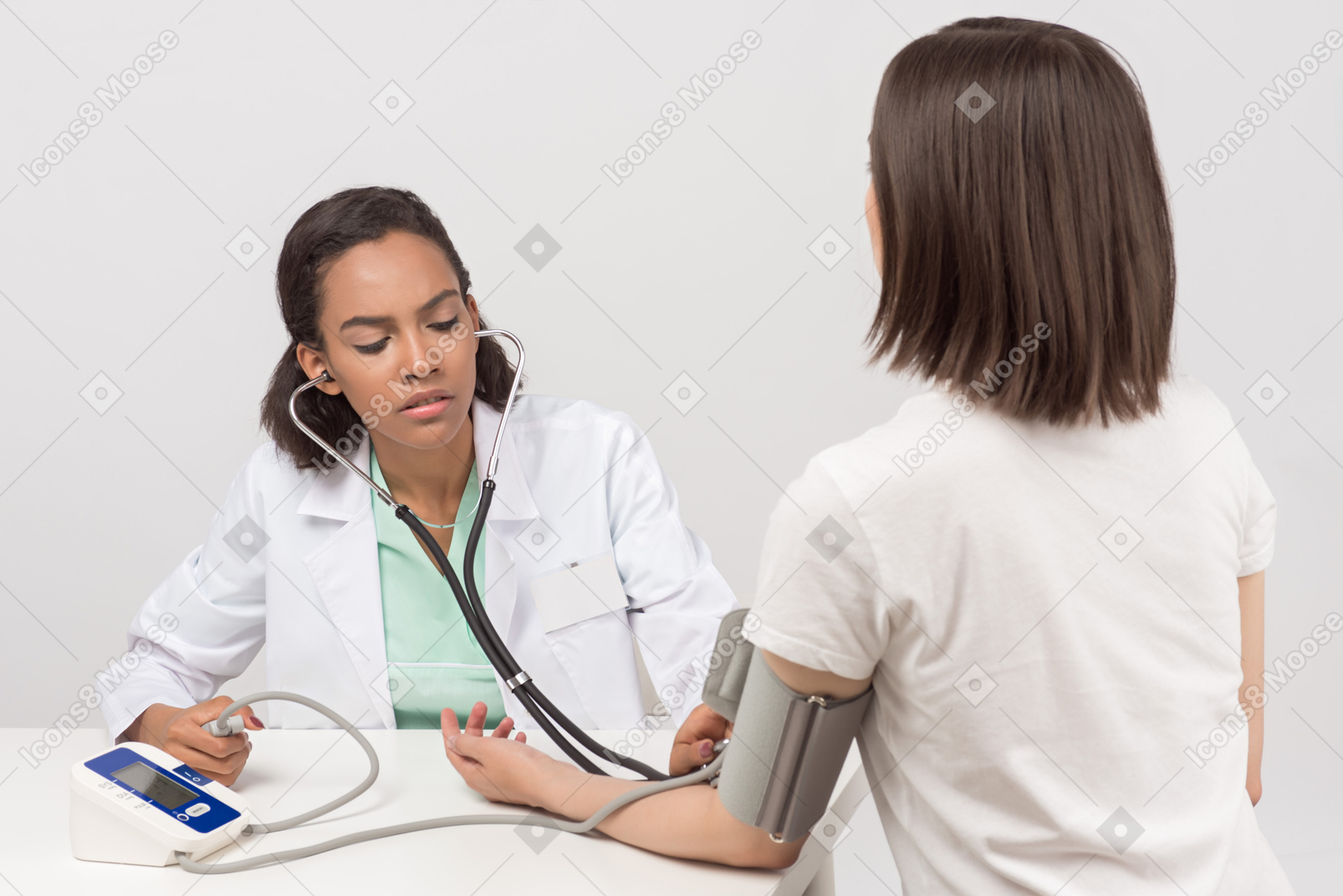 Concentrated on patient's examination
