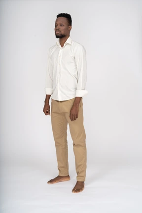 Man in white shirt standing