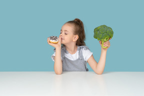 Le brocoli ou le beignet? es-tu sérieux?