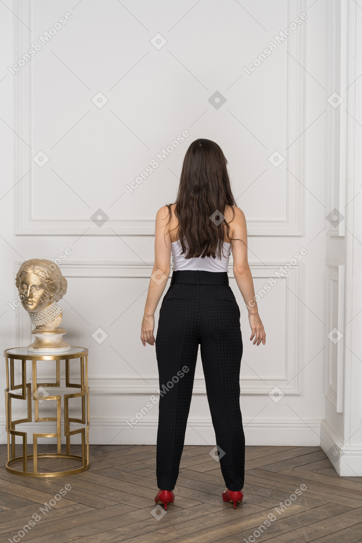 Back view of young woman standing