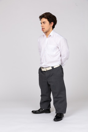 Young man standing and talking
