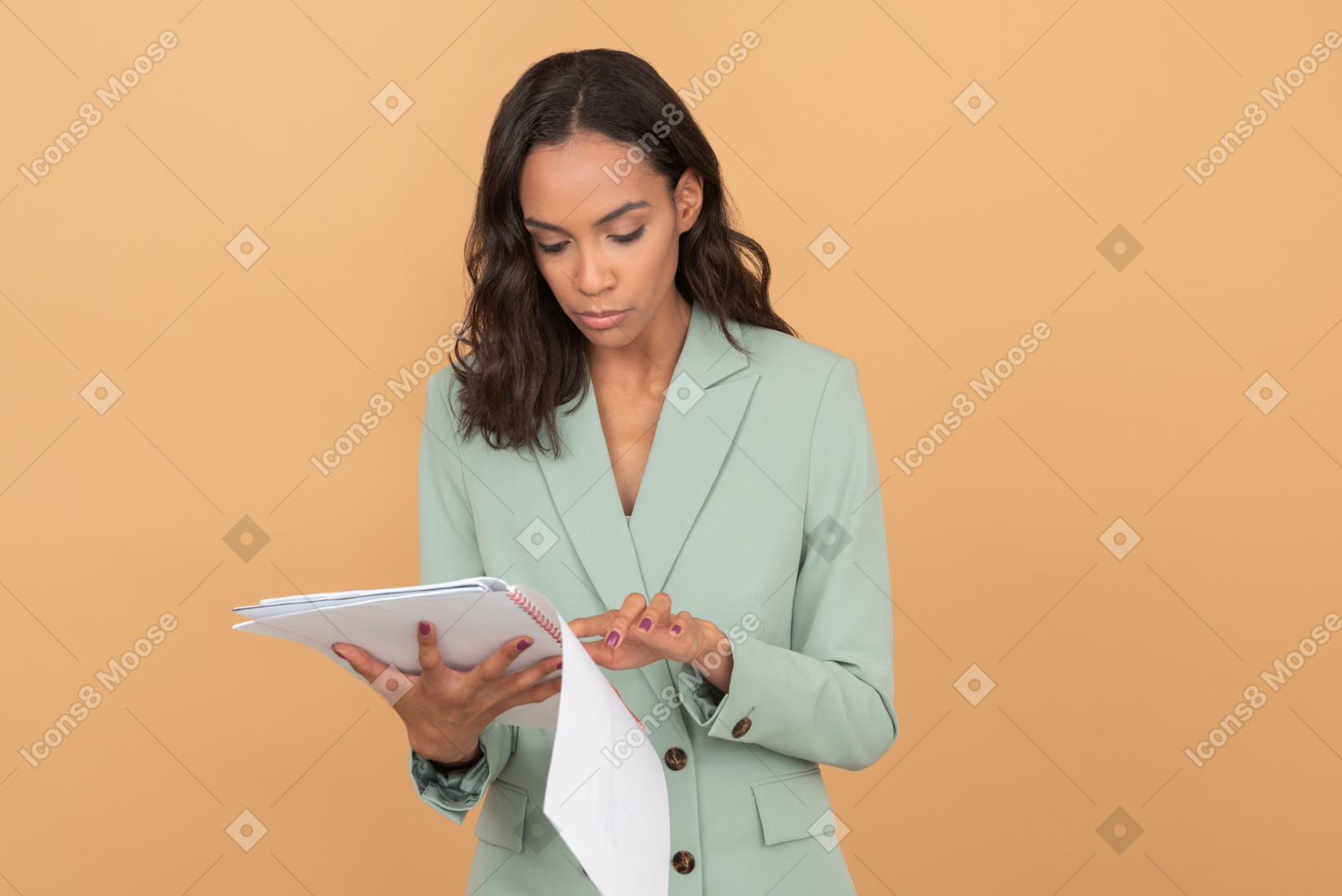 Beautiful office worker checking some information