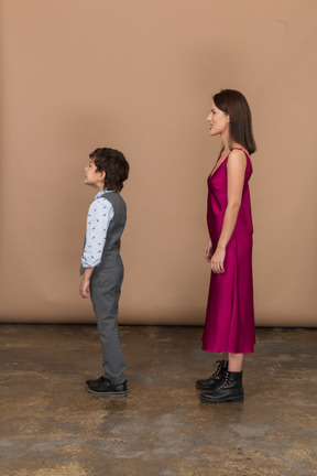 Woman and boy in profile