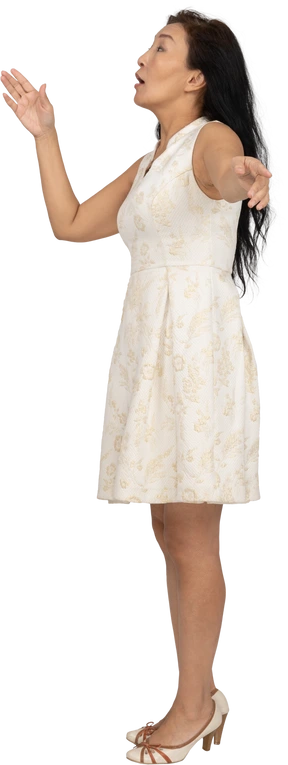Woman in beautiful dress standing
