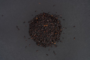 Some of black rice in the dark