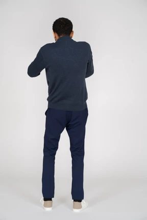 Man in black clothes standing