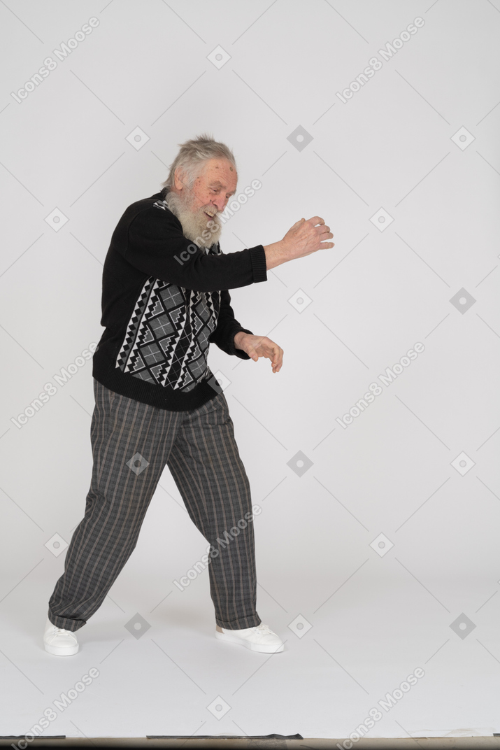 Old man fighting