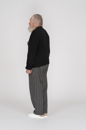 Back view of standing old man