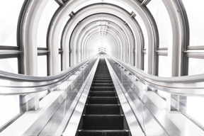 Futuristic tunnel escalator