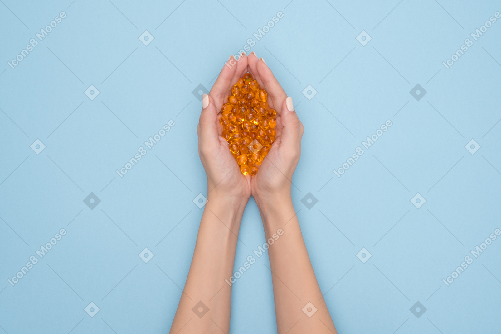 Handful of fish oil pills