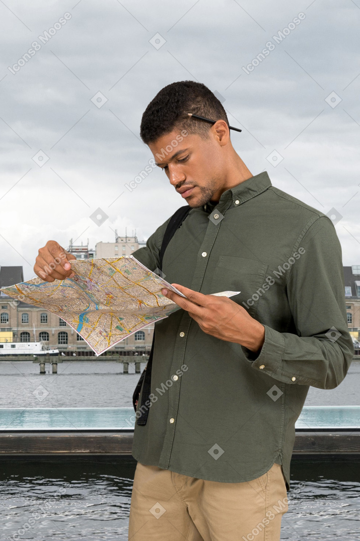 Tourist looking at a map