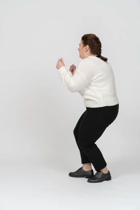 Plus size woman in casual clothes