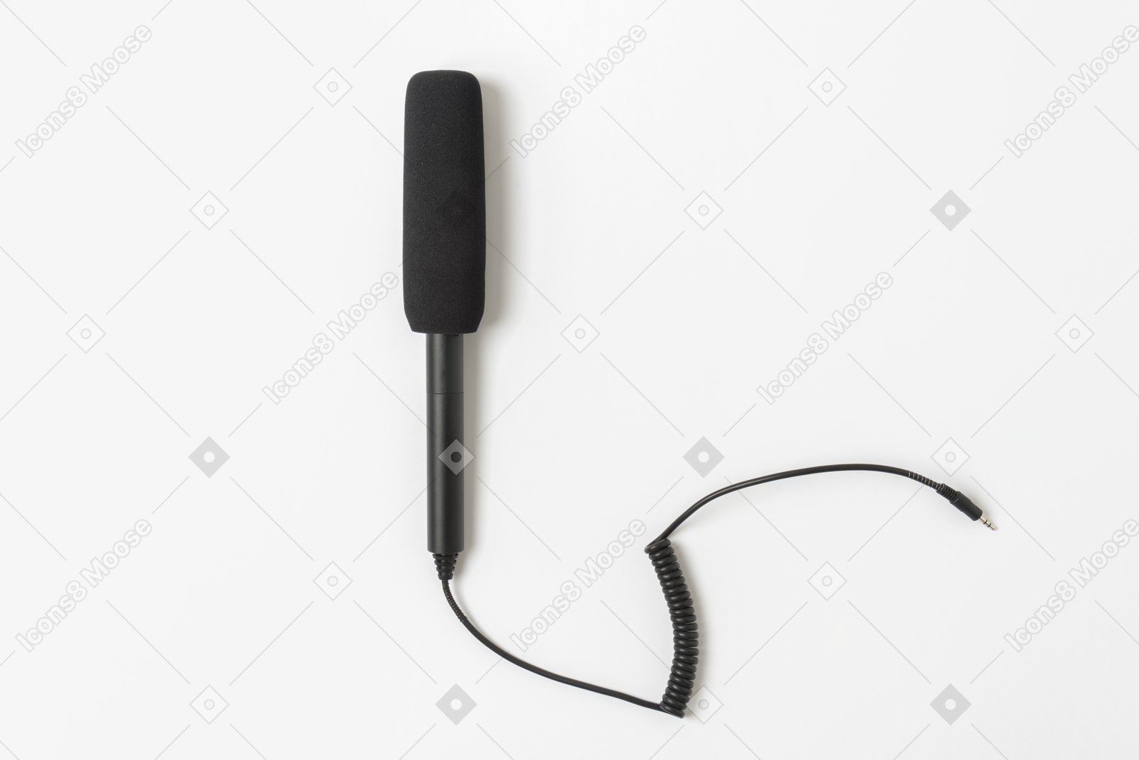 Microphone with wire on white background