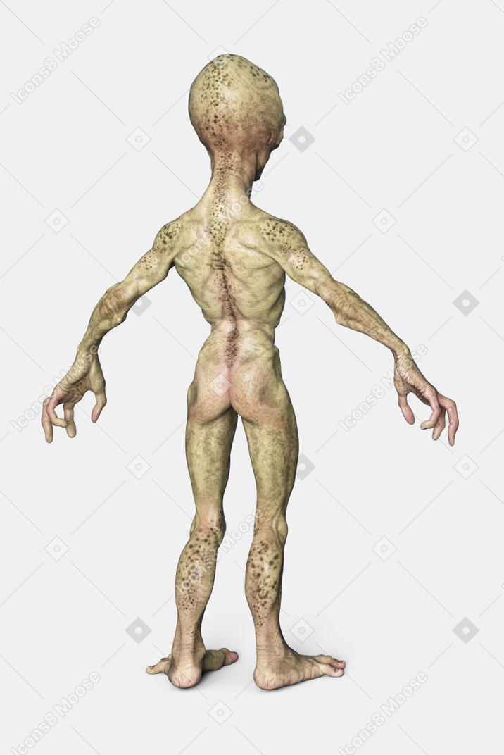 Alien standing back to camera with hands spread