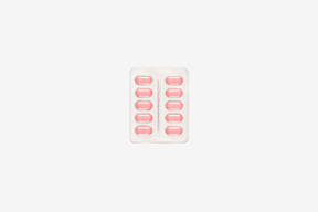 Blister pack of pink pills