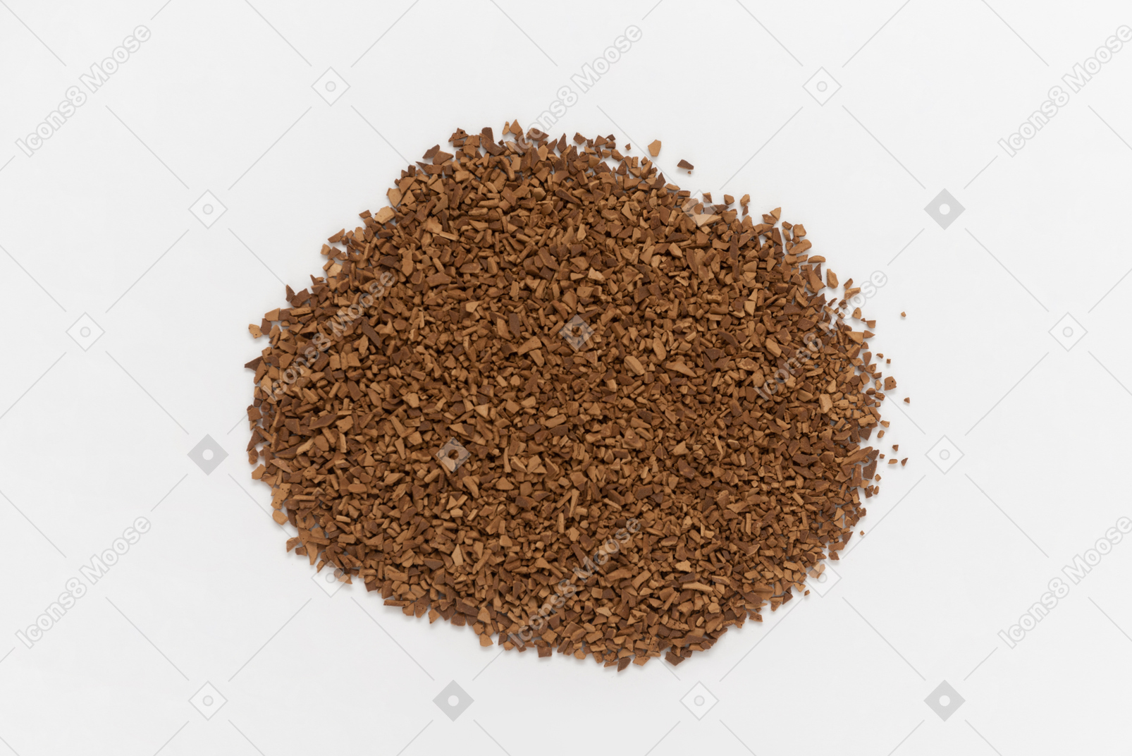 Grounded instant coffee on white background