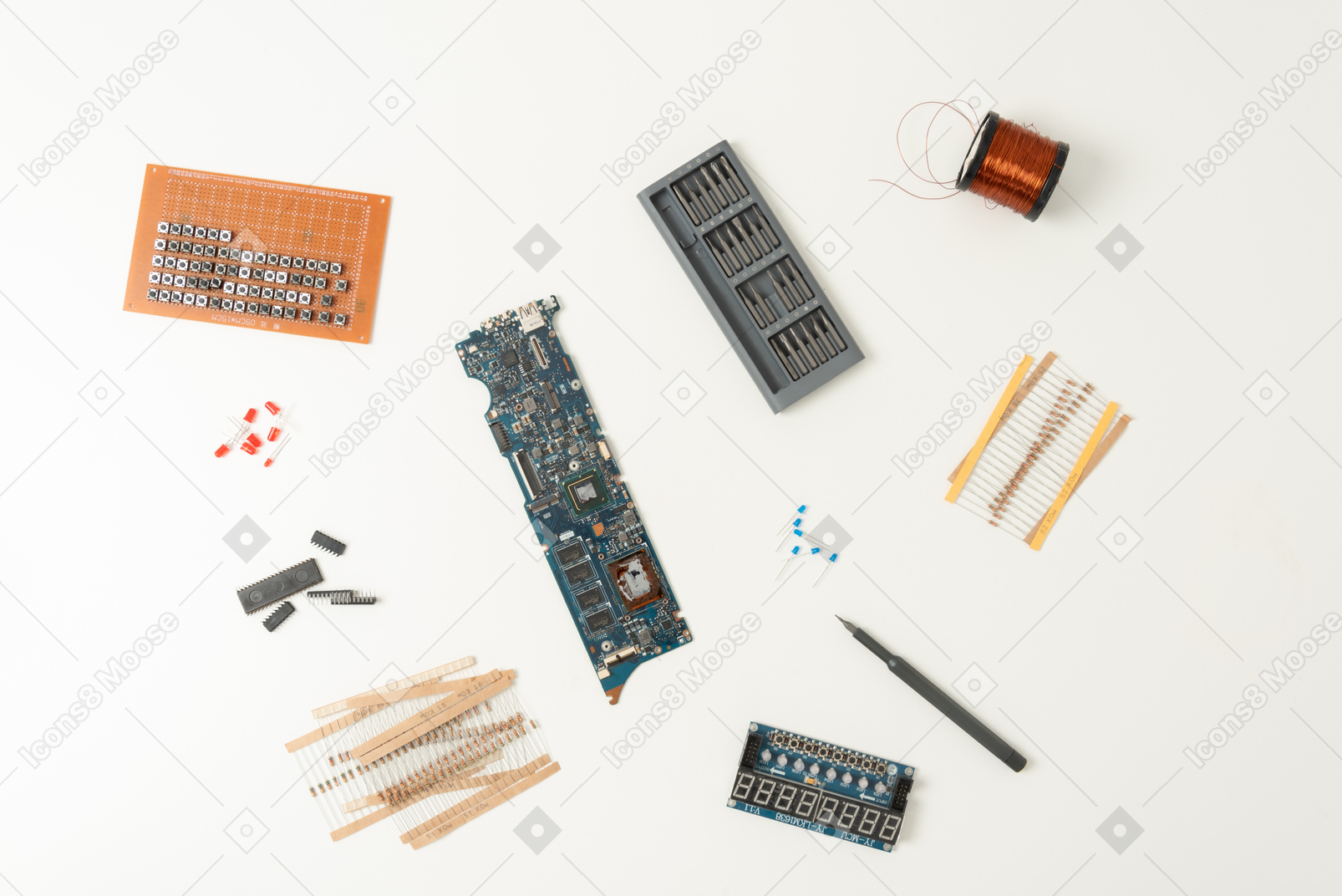 Bunch of scattered electronics