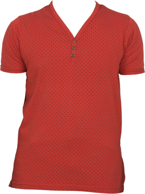 Red v-neck shirt with buttons