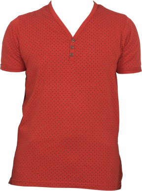 Camicia rossa scollo a v con bottoni