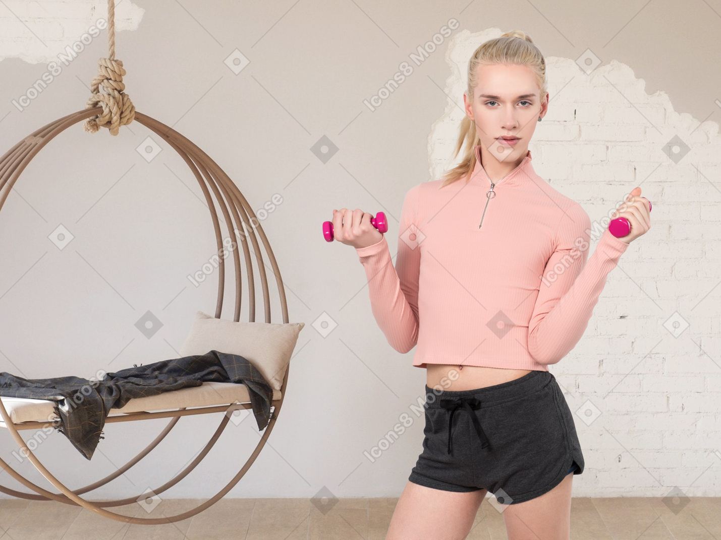Person exercising at home