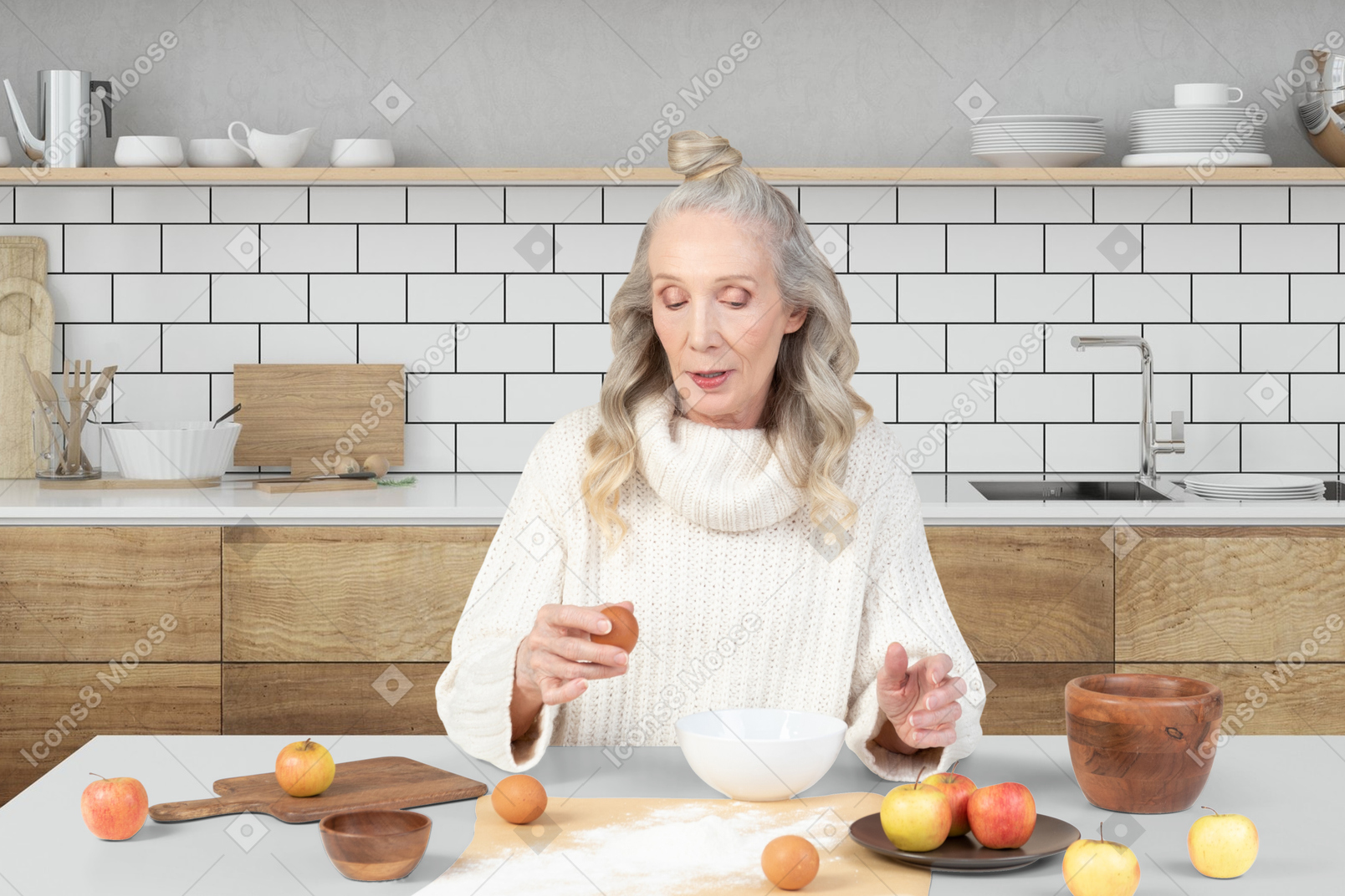 Senior woman cooking in the kitchen