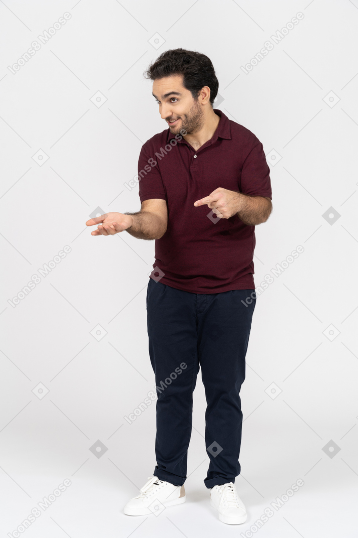 Man pointing at his palm