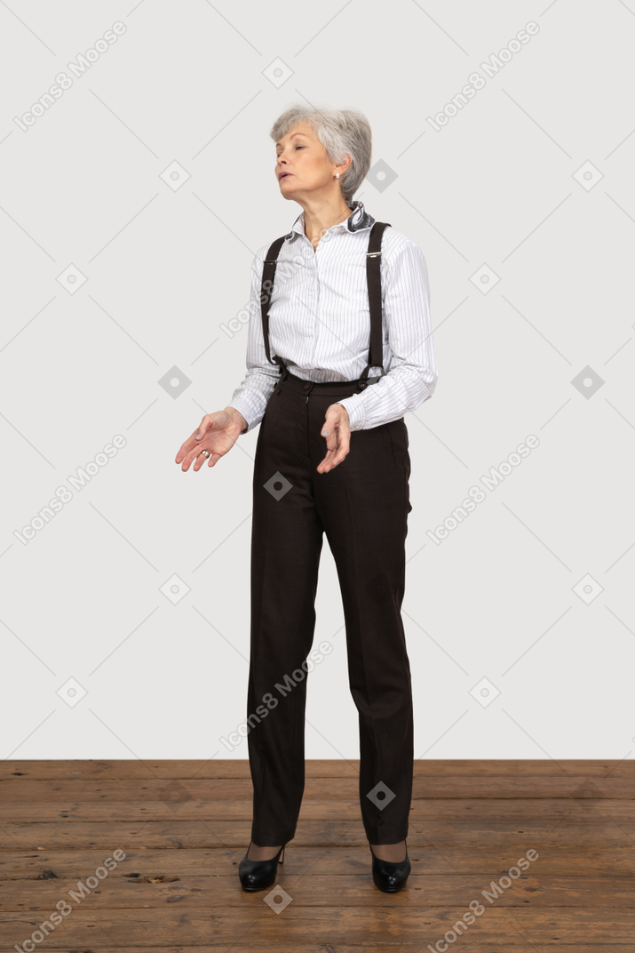 Woman in office clothes gesturing