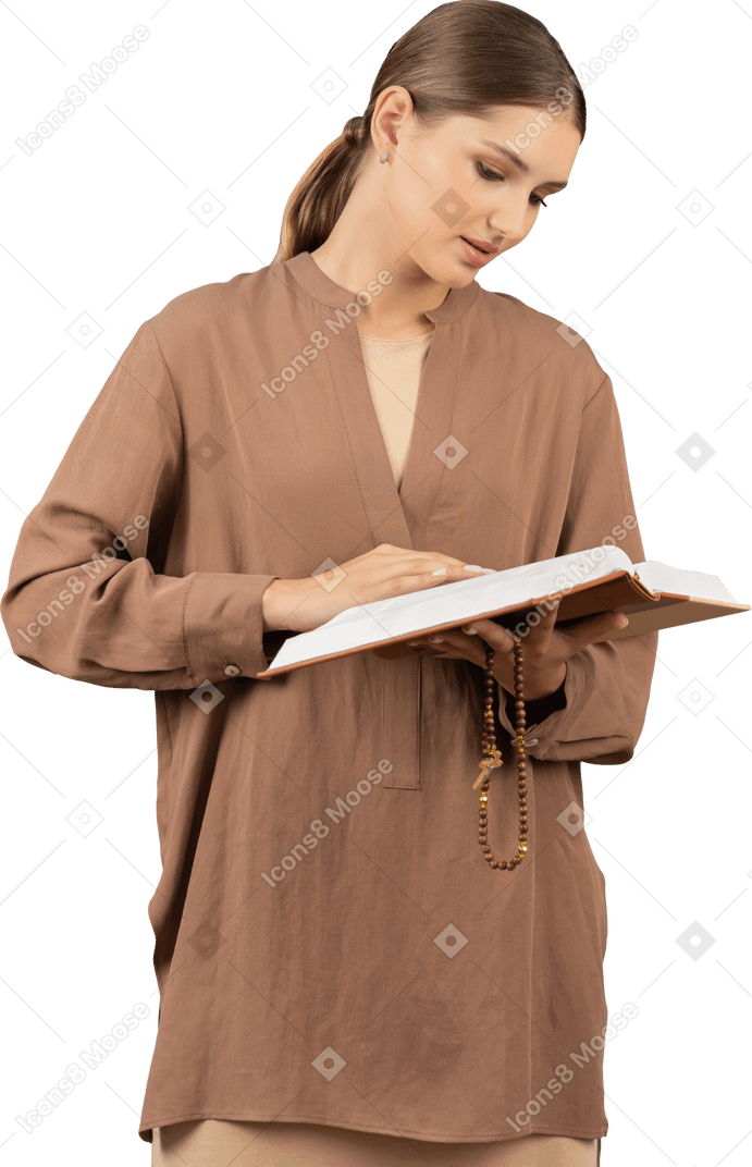 Young woman holding a book