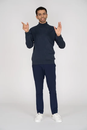 Man in black clothes standing