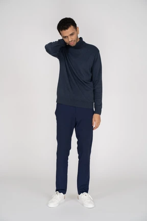 Man in black clothes standing