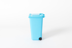 Blue trash can
