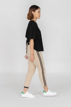 Walking young woman