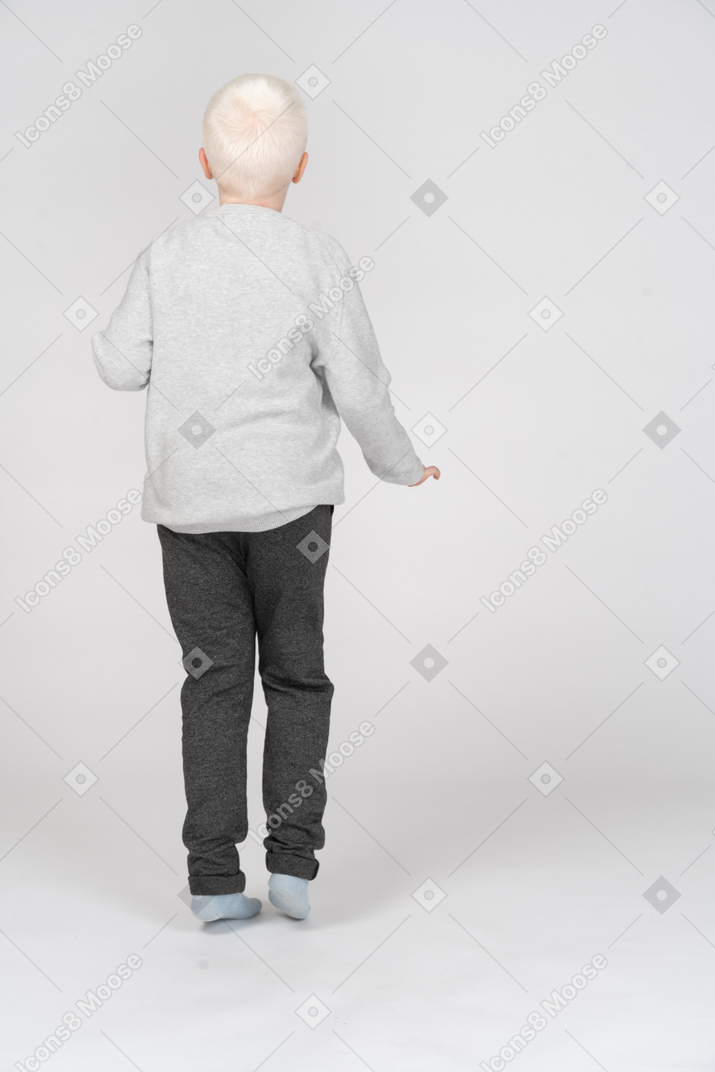 Vista traseira de um menino andando