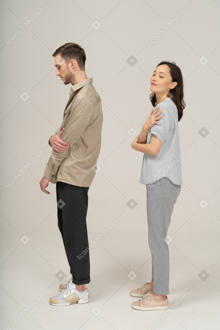 Side view of seductive young couple