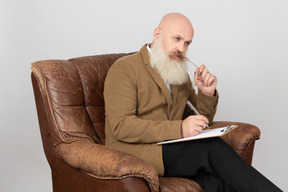 Mature psychoanalyst working