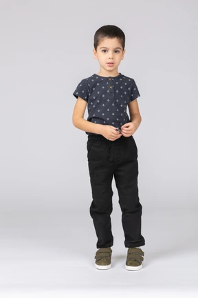 Front view of a cute boy looking at camera
