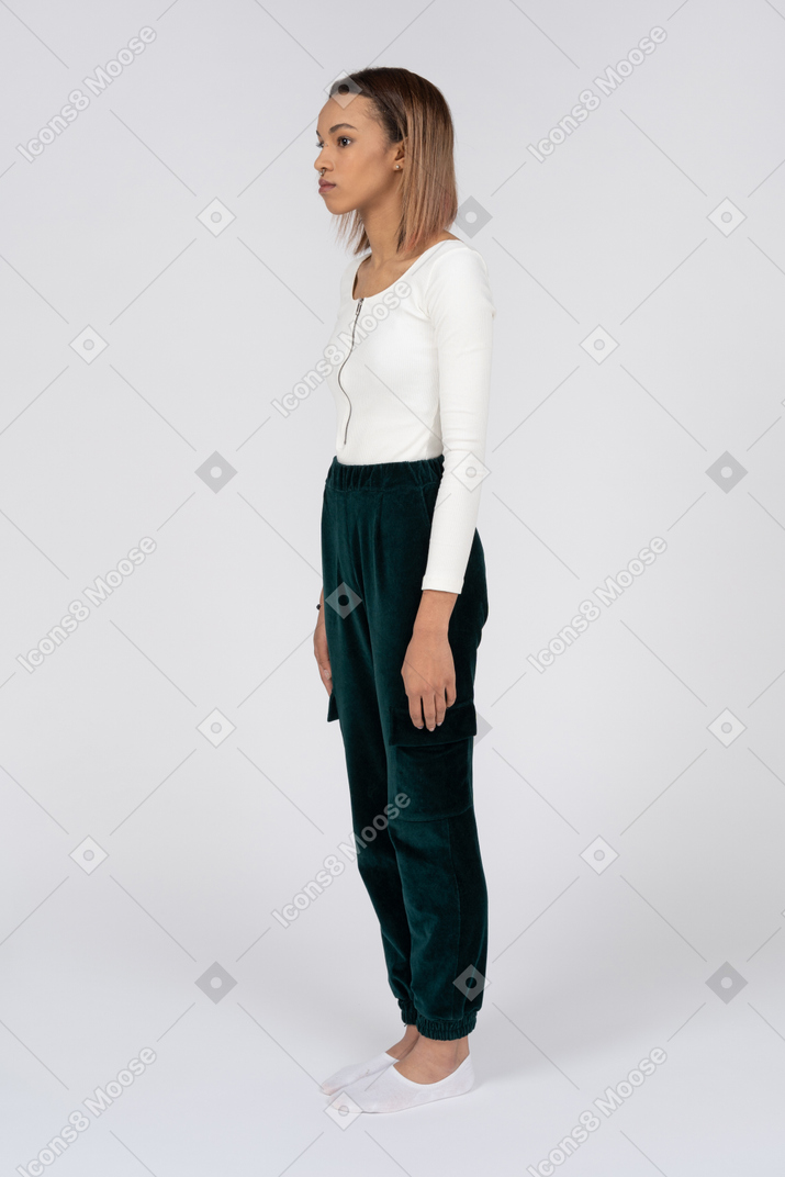 Woman in casual clothes standing