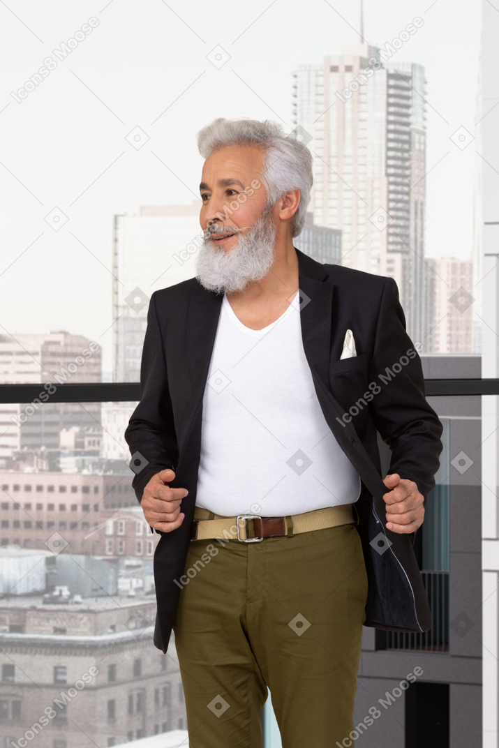 Old man in casual clothes