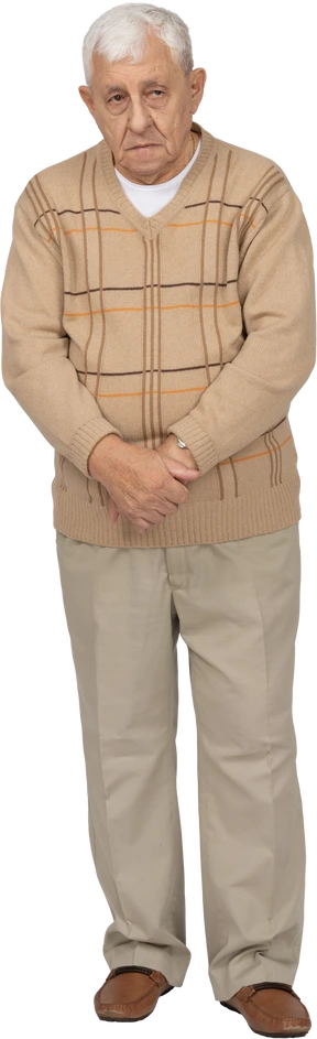 Front view of an old man in casual clothes