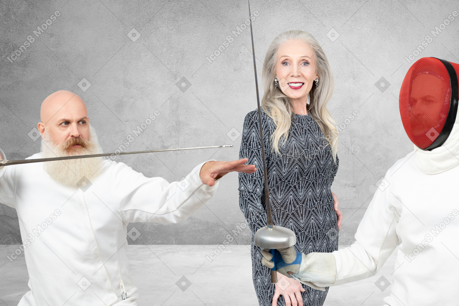 Dos hombres peleando por una dama